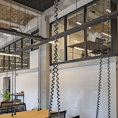 Open-concept design with safety glass