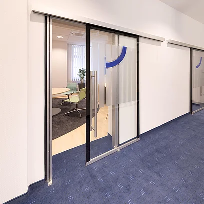 Einbau Ganzglas-Schallschutzschiebetür als Vorwandmontage