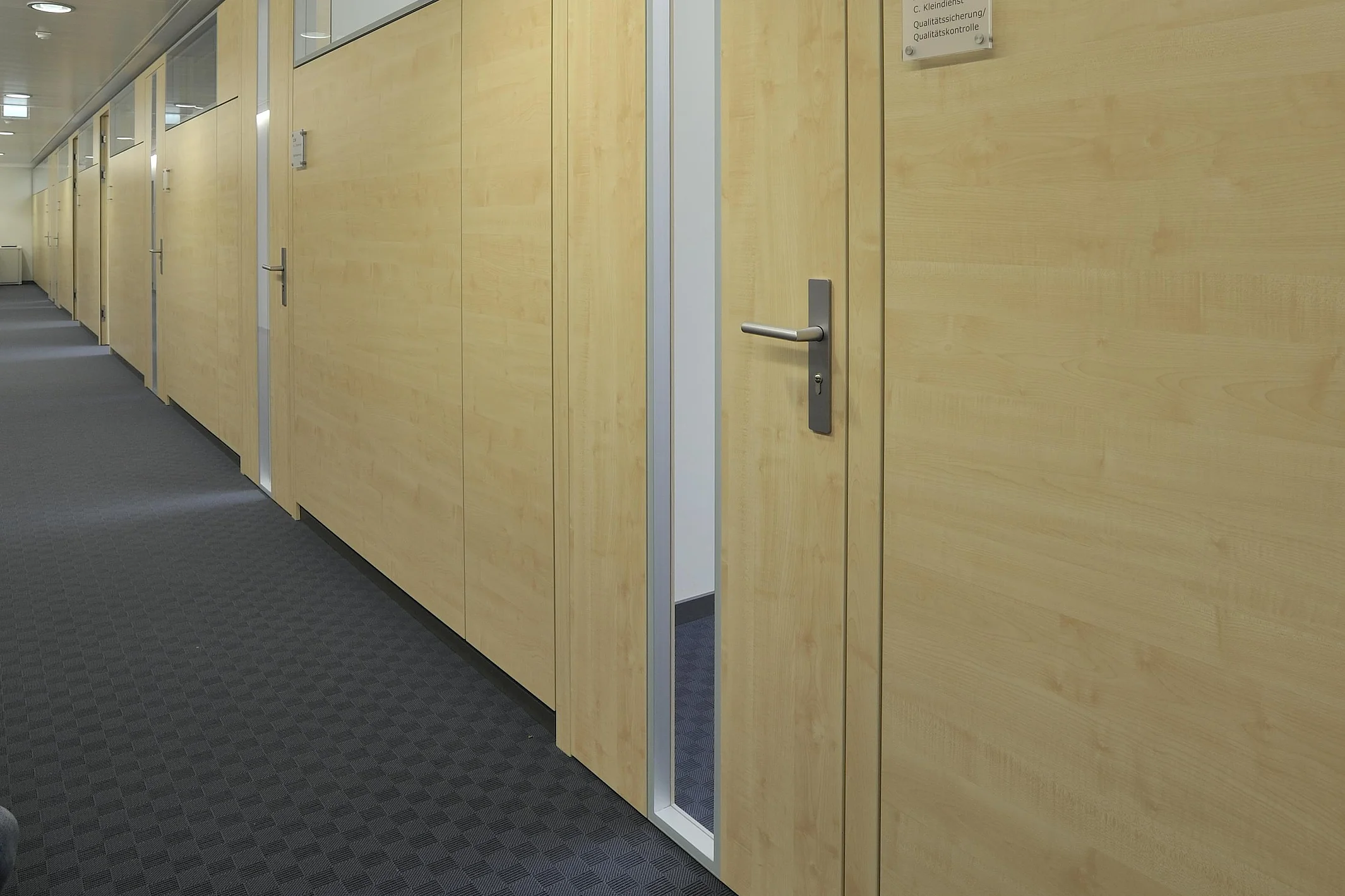 Flächenbündige Tür, raumhoch mit Lichtausschnitt