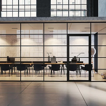 T50 Loft Partition Wall System with an Industrial Design Aesthetic