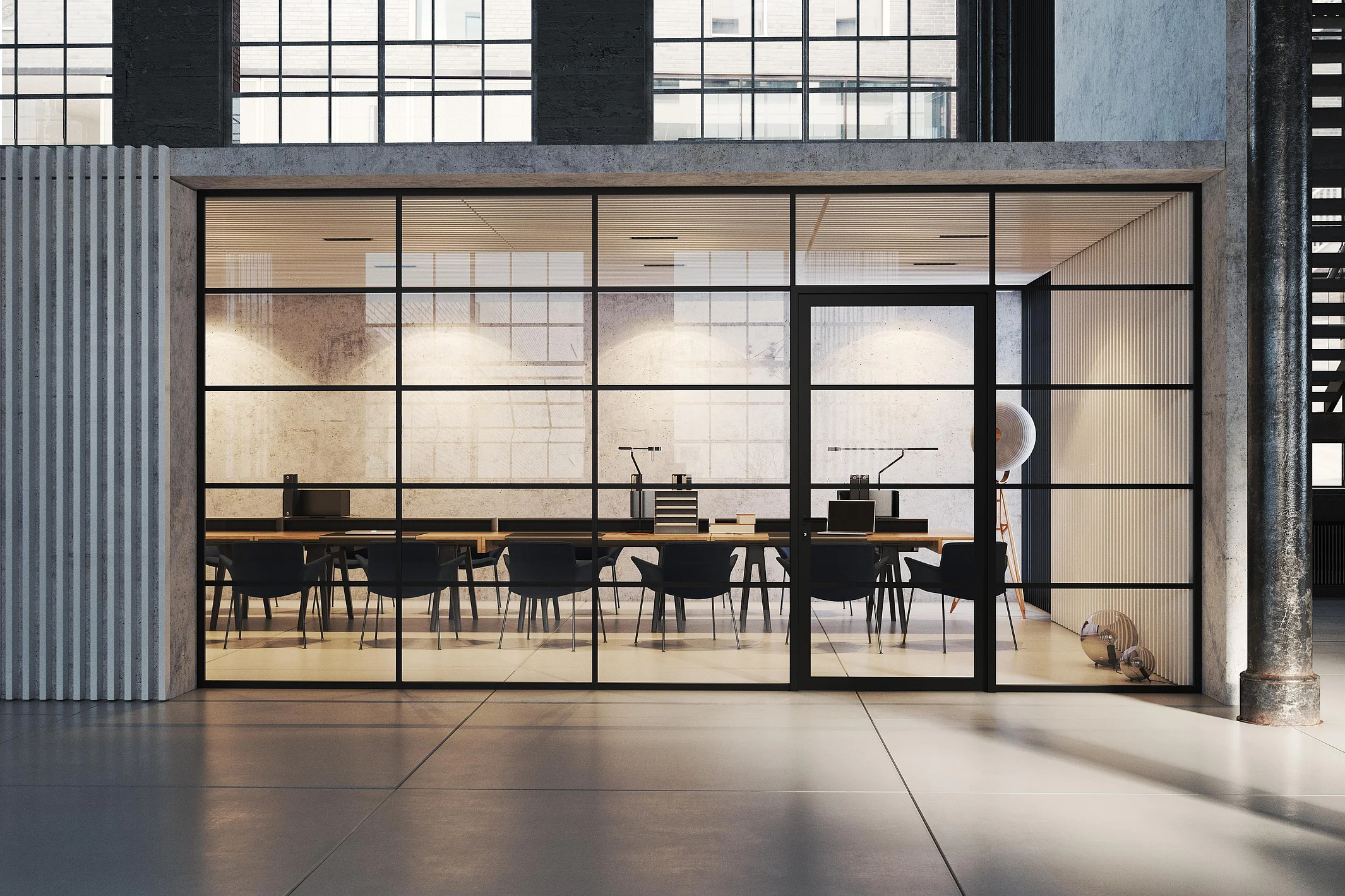 T50 Loft Partition Wall System with an Industrial Design Aesthetic