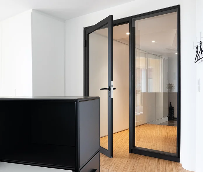 Rohrrahmentür in Trennwandsystem T35