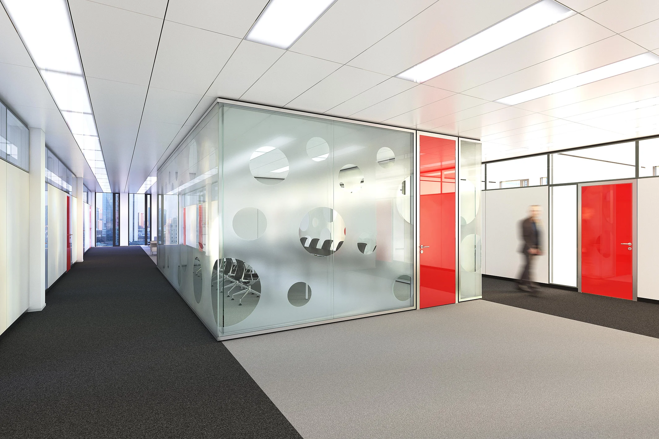 Double-pane glazing and floor-to-ceiling tube frame door