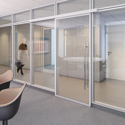 Tür zu und Ruhe. Die Ganzglas-Schallschutzschiebtür.