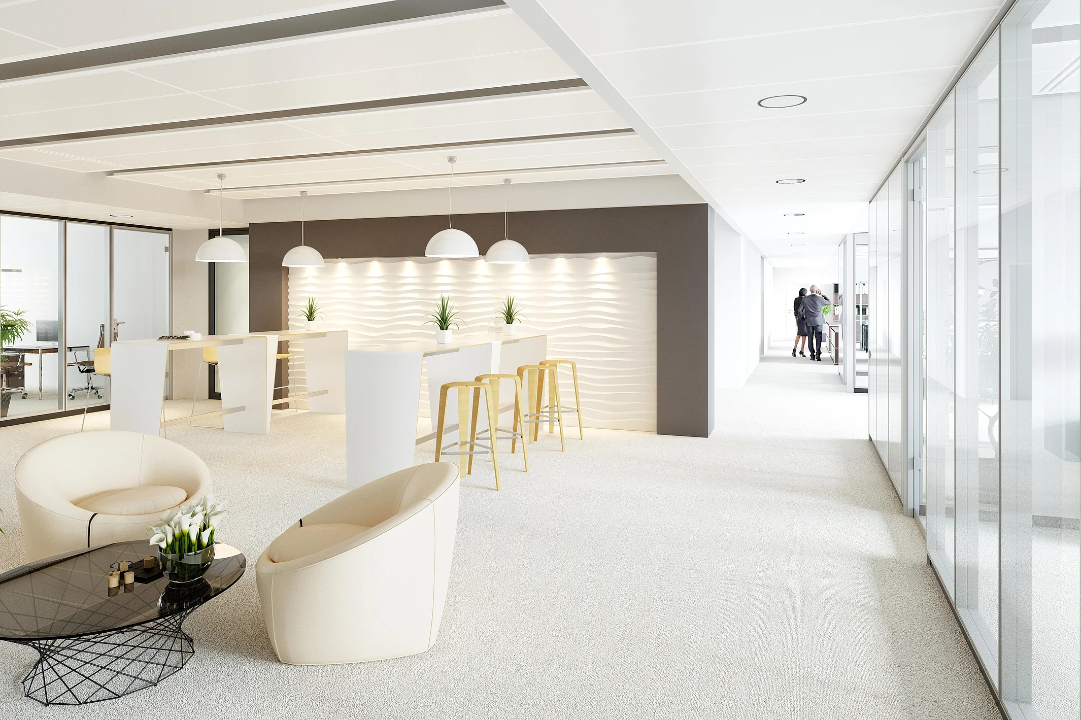 Transparent partitions for high-end office environments